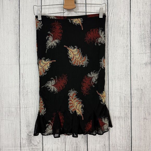 Express Women's XS Black Artsy Stretch Knit Fully Lined Flirty Hem Skirt - Picture 3 of 5